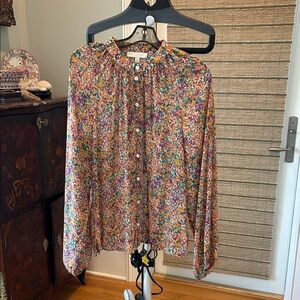 Floral Button-Up Blouse by Etcetera
